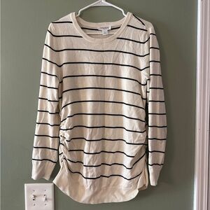 Motherhood Cream and Black Striped Long Sleeve Top